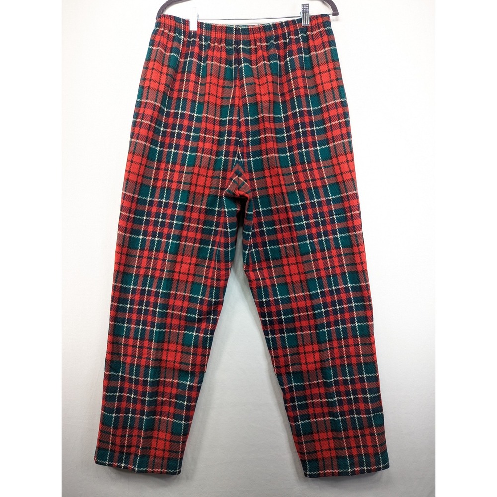 Vintage Blair Plaid Wool Blend Pants Red Green Tartan Elastic‎ Waist Size 16